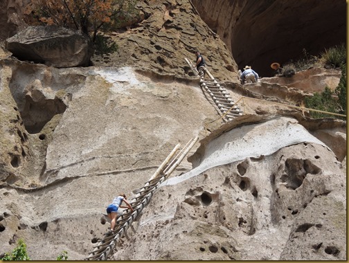A shot of the final two ladders leading to the large cavate and kiva