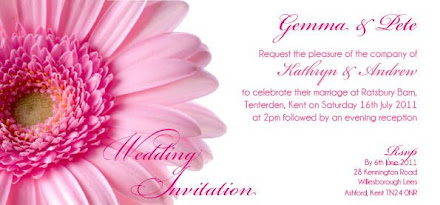 Pale Pink Gerbera 3 Flat Wedding Invitation