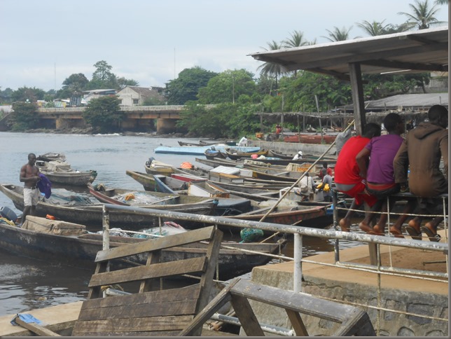 fishing boats by restaurant Kribi