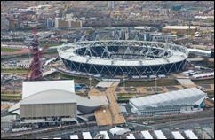Olympic Stadium with the Aquatics Centre and Water Polo Arena in the foreground