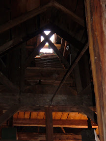 The view from the attic up to the bell deck.