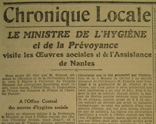 Titre de l’article paru dans « Le Phare de la Loire » du 5 juin 1923 Titre de l’article paru dans « Le Phare de la Loire » du 5 juin 1923