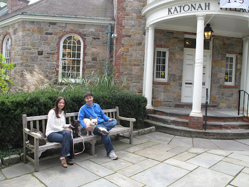 Did we mention that Eliad came to Katonah with us?  Well, of course he did!  It was nice to sit on this bench outside the Katonah Village Public Library and watch the world go by.