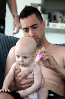 Prepping the suncream