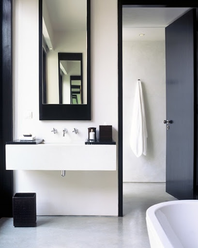 This floating sink provides a nice visual pause.