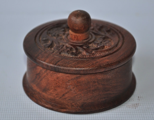 Wooden small carved Jewellery box 