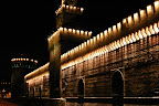 Facade of Castello Sfozesco at night
