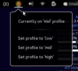 Radeon Power Profile Manager in Gnome Shell