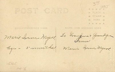 Postcard Marie Irene Meyers DL Antiques back Postcard Marie Irene Meyers DL Antiques back