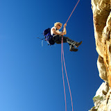 Cuan rappels off Table Mountain near Cape Town, South Africa.
