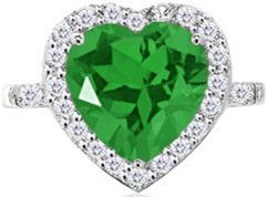 Heart Lab Created Emerald and Simulated Diamond Ring