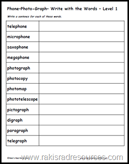 Free greek root word spelling and vocabulary packet to help elementary students analyze, understand and utilize words with the greek roots phon photo and graph - from Raki's Rad Resources.