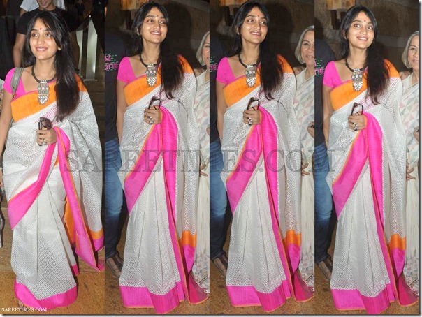 Priyanka_Alva_White_Saree