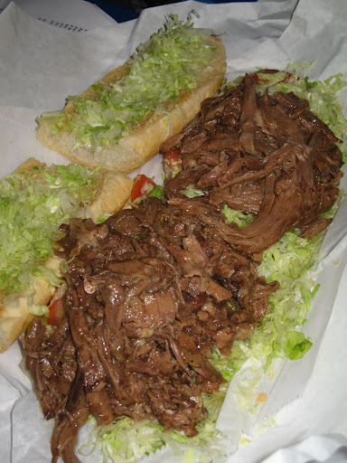 Betsy called dibs on this roast beef Po' Boy. Betsy called dibs on this roast beef Po' Boy.