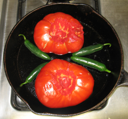 Usually I like to pack the skillet tightly, but these tomatoes were too big for my smaller skillet. Usually I like to pack the skillet tightly, but these tomatoes were too big for my smaller skillet.