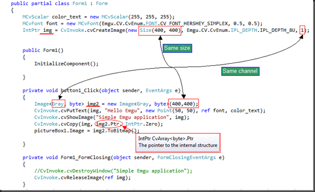 how to create bitmap from image pointer IplImage