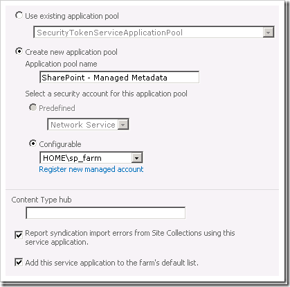 Configuring the Managed Metadata Service Application in SharePoint 2010 step by step - Part 1