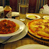 Power combo at Picobello: Spaghetti ala Marinara and Pizza Con Salciccie