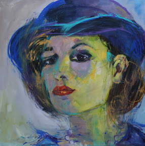 model in acryl op doek