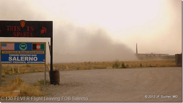 C-130 Fever Flight Leaving FOB Salerno