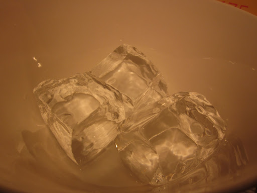 Richard brought in huge, perfectly clear ice cubes from his bar.