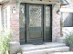 Leaded beveled diamond  entry way and window in a private residence in San Jose, CA.