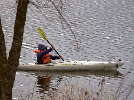 Jack enjoying the early ice out via kayak