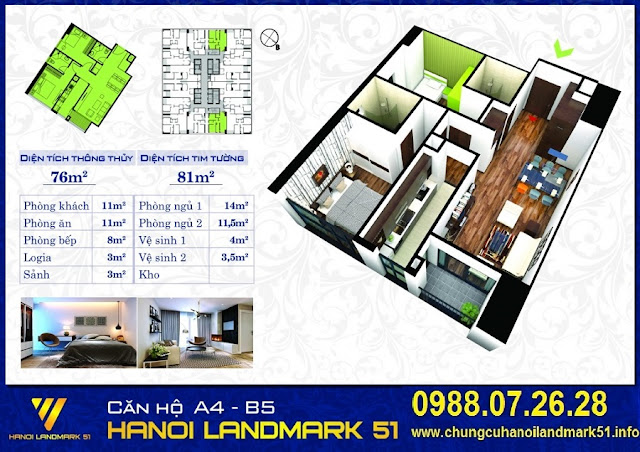 Thiết Kế Loại Căn Hộ A4 - B5 Diện tích 76m2