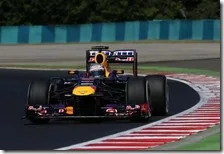 Vettel(Red Bull) nelle prove libere del gran premio d'Ungheria 2013