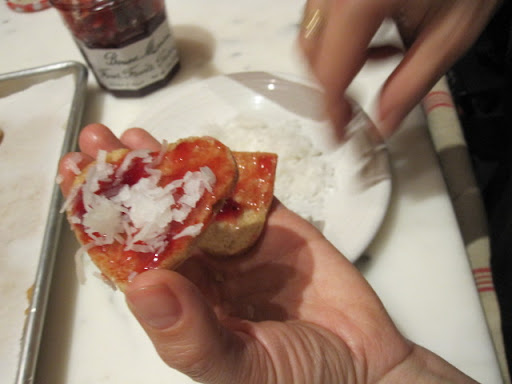 Raspberry jam and coconut.