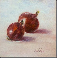 Two Red Onions canvas 6x6