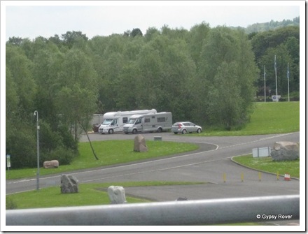 Gypsy Rover and another motorhome using the coach park at the Falkirk Wheel.