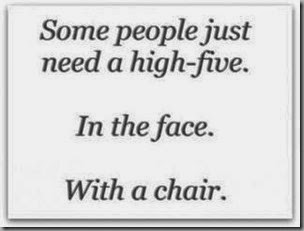 high 5 with a chair