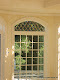 Copper came transom with custom beveled diamonds.