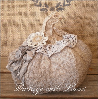 Upcycled Fabric Pumpkin by Vintage with Laces Upcycled Fabric Pumpkin by Vintage with Laces