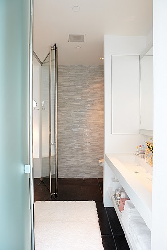 The tile I chose for my bathroom is one of my favorite details in all of my apartment.  It is from Waterworks, where I also picked up some of my favorite waffle terry hand towels and washcloths.