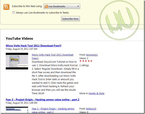 Generate RSS Feeds For YouTube Videos