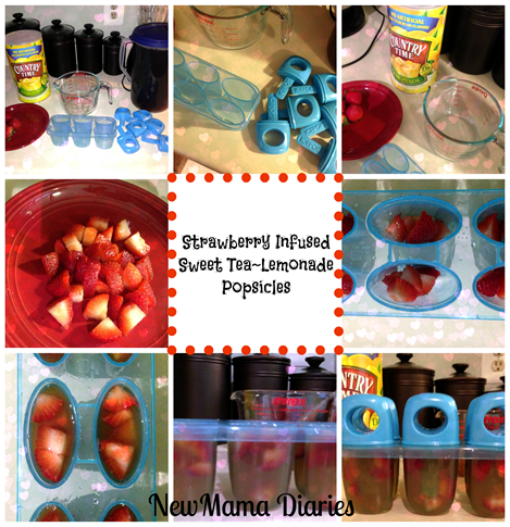 Strawberry Infused Sweet Tea~Lemonade Popsicles | NewMamaDiaries.blogspot.com