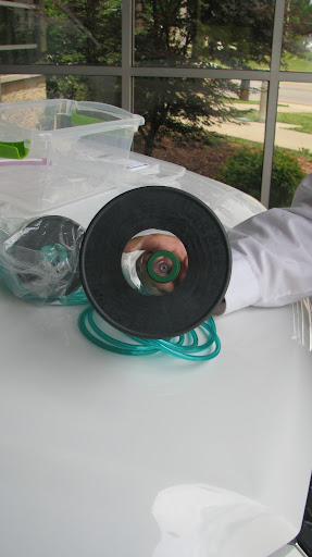 Located at one end of the resuscitator is a round rubber piece. This provides a better suction and stability to the animal to ensure that the right amount of oxygen is provided and/or removed. (Photo by: Brittni Bynum)