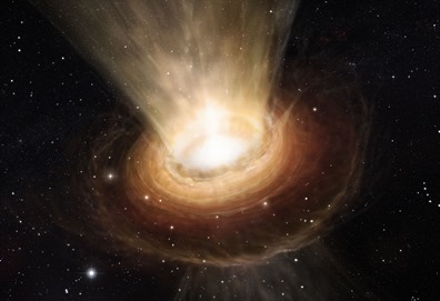 ilustração dos arredores do buraco negro de elevada massa