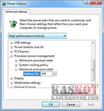 Power Option Cara Mencegah/Merawat Laptop Agar Tidak Overheat (Terlalu Panas)
