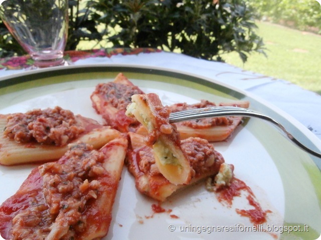 pennoni ripieni ragu merluzzo feta zucchine basilico