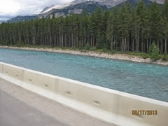 Pretty Blue River along Hwy in Banff NP