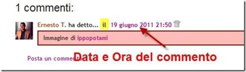 ora e data commento spostati in alto su Blogger