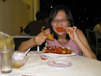 Enjoying Singapore's famous chili crab (while Jason and Joelle watched)