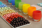 Economy Candy foil-wrapped chocolates (www.economycandy.com) and Glassybaby candle holders (www.glassybaby.com).