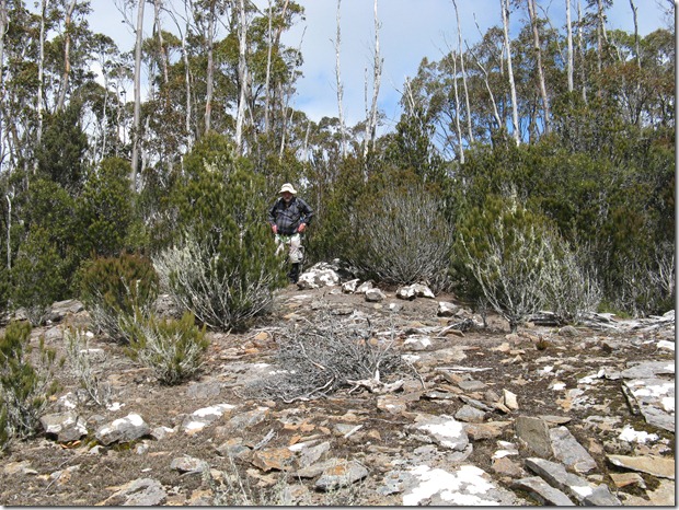 Adrian emerging on to rocky viewing slab