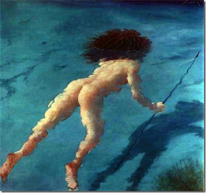 Julio Larraz - Diver nude