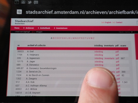 Stadsarchief Amsterdam op smartphone