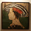 Amazing texture on this one, made up of painted cloth and clay.
